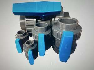 Double Union Ball Valves Blue Handles